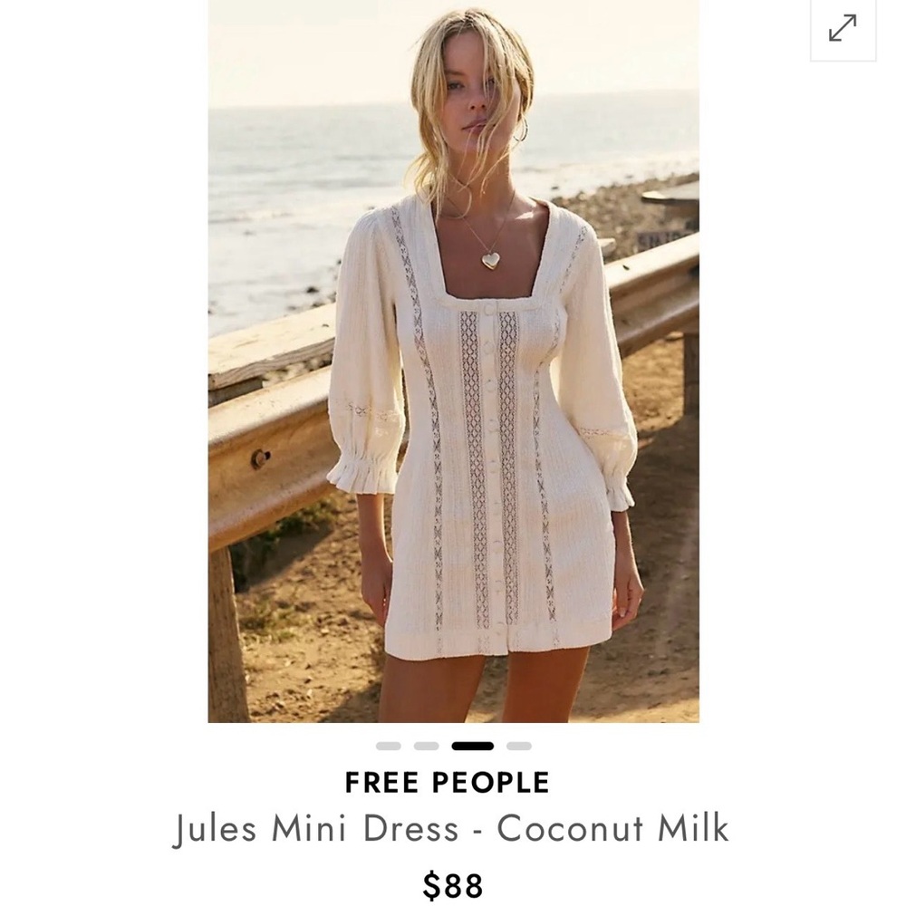 SOLD.  Free People Jules Mini Dress - Cream NWT. M